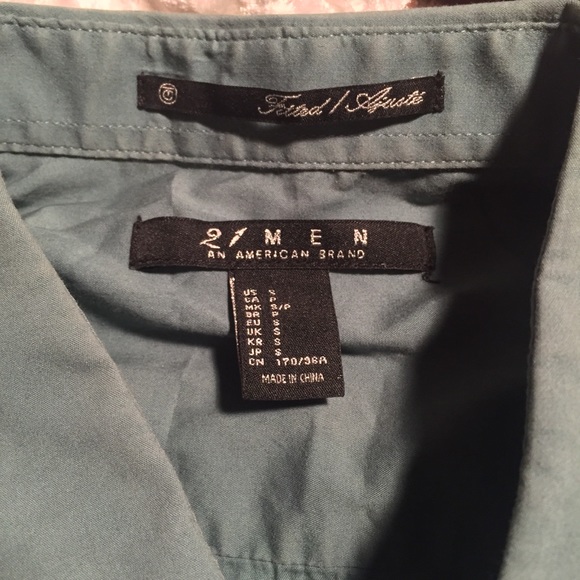 ☘️21Men Teal Button Down☘️ - Picture 4 of 4
